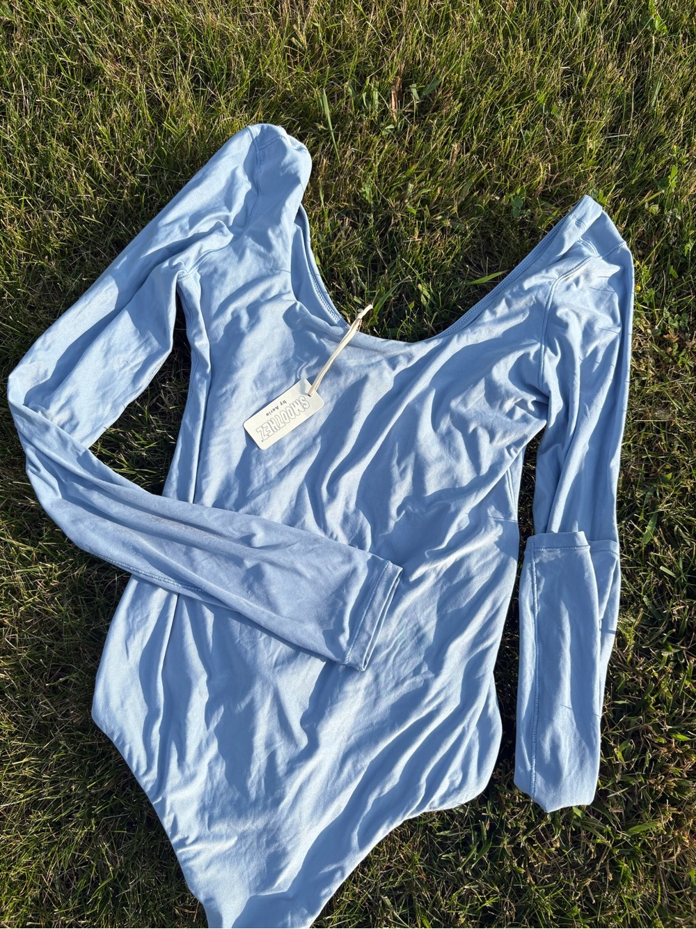 Aerie Baby Blue Long-Sleeve Scoop Neck Bodysuit • NWT